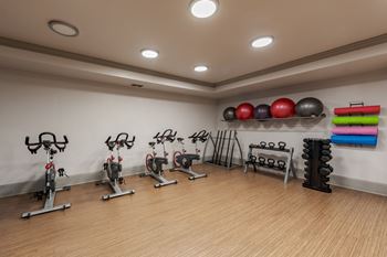 Fitness studio at the tribute apartments in raleigh, nc 27612